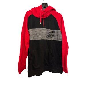 American Eagle Outfitters Mens Red Black Colorblock Hoodie XXL